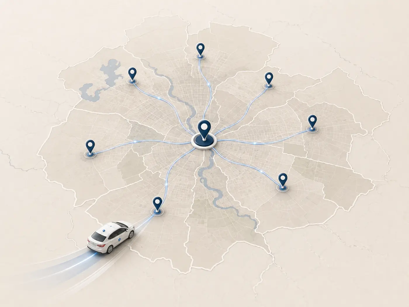 Hartă ilustrativă: echipajele MediSafe acoperă Bucureștiul și Ilfovul